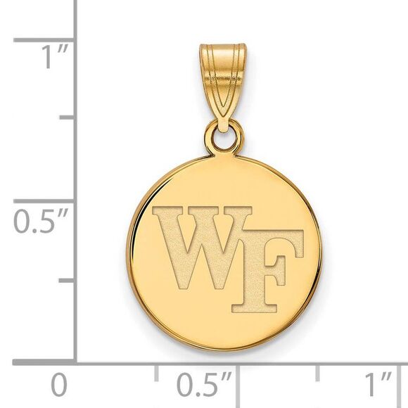 10k Yellow Gold Wake Forest U. Medium 'WF' Disc Pendant - Picture 2 of 3